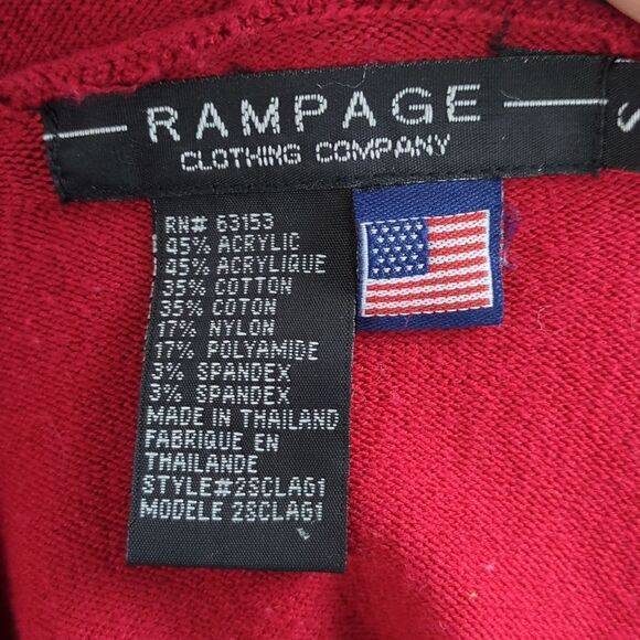 Vintage Rampage Cropped Red Hoodie Sweater, 3/4 Length Sleeves - Picture 9 of 10
